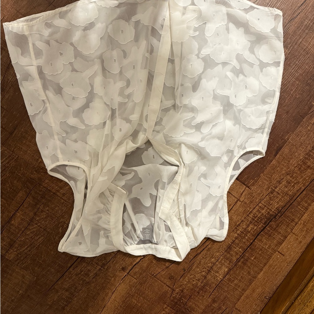 H&M Sheer White Floral Blouse